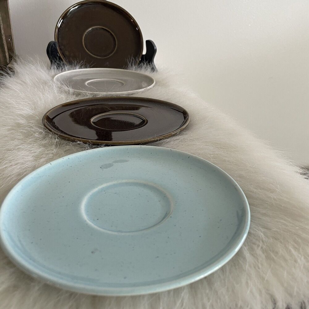 Russel Wright Vintage Saucer Plate Lot Of 4 Blue Brown Gray Mcm Mid Mod